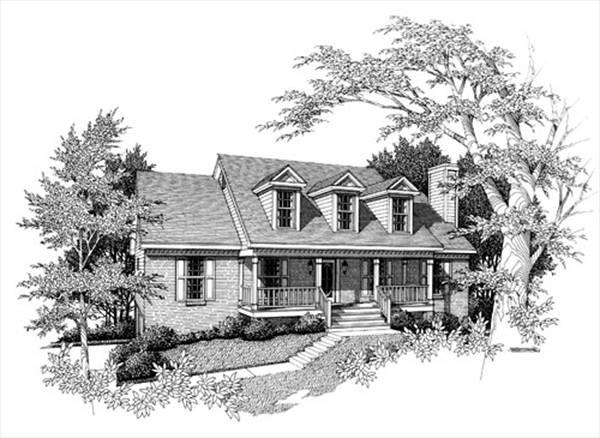 Rendering B&W image of WOODROW House Plan